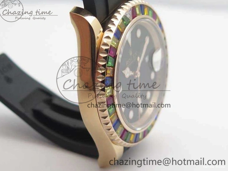 0209 GoodFit Yacht-Master 40mm 116695SATS BP Maker Best Edition Crystal Bezel On Black Rubber Strap Swiss ETA 3555